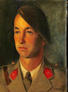 Autoportrait sur toile de Raymond. Enard ou « portrait du peintre par lui-même à l'Oflag XB en 1941 Nienburg/ Weser) 40.5 x 27 cm à vue »